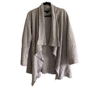 𝅺HALOGEN Grey Boiled Wool Blend Draped Fall Winter Open Waterfall Jacket Coat M